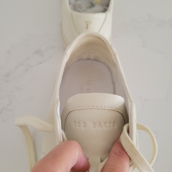Ted Baker Kimiah Sneakers Ecru Cream Ivory Leather Vulcanised Trainer 39.5 - Picture 8 of 12